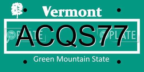 ACQS77 Vermont License Plate