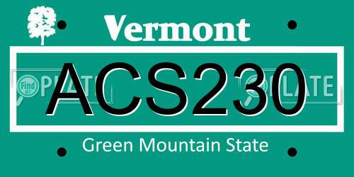 ACS230 Vermont License Plate