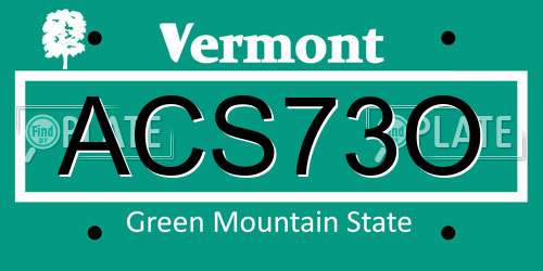 ACS73O Vermont License Plate