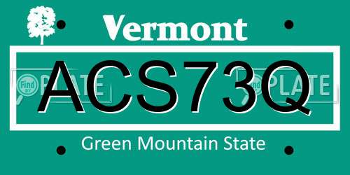 ACS73Q Vermont License Plate