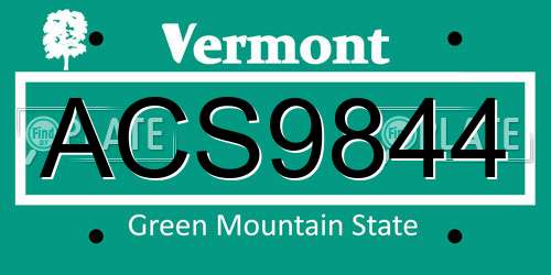 ACS9844 Vermont License Plate