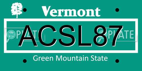 ACSL87 Vermont License Plate