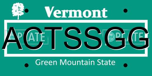 ACTSSGG Vermont License Plate