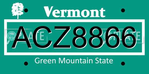 ACZ8866 Vermont License Plate