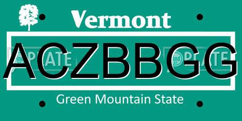 ACZBBGG Vermont License Plate