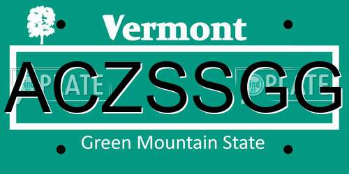 ACZSSGG Vermont License Plate