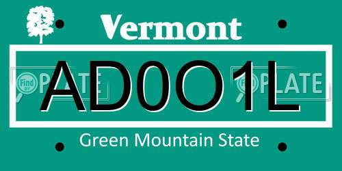 AD0O1L Vermont License Plate
