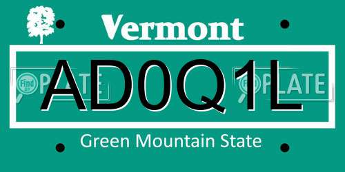 AD0Q1L Vermont License Plate