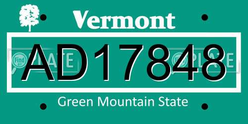 AD17848 Vermont License Plate