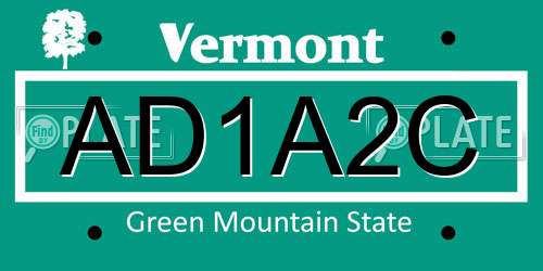 AD1A2C Vermont License Plate