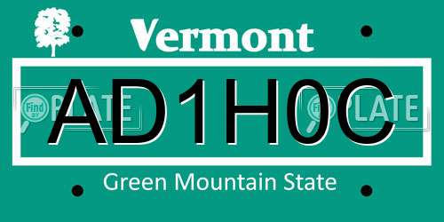 AD1H0C Vermont License Plate