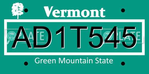 AD1T545 Vermont License Plate