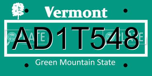 AD1T548 Vermont License Plate