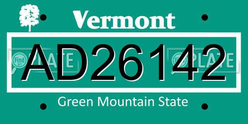 AD26142 Vermont License Plate