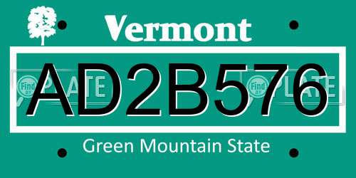 AD2B576 Vermont License Plate