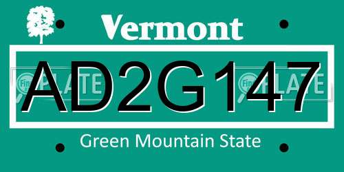 AD2G147 Vermont License Plate