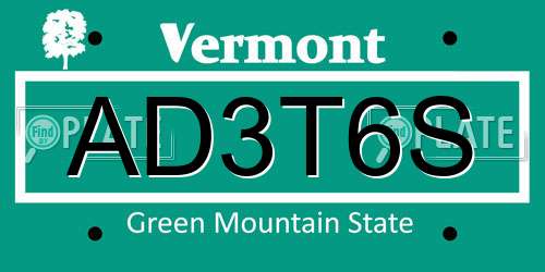AD3T6S Vermont License Plate