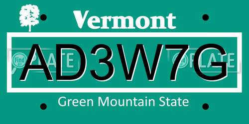 AD3W7G Vermont License Plate