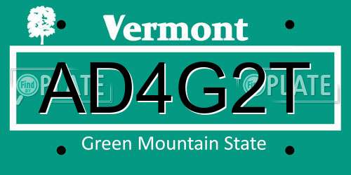 AD4G2T Vermont License Plate