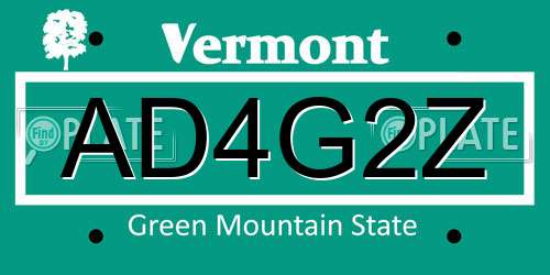 AD4G2Z Vermont License Plate