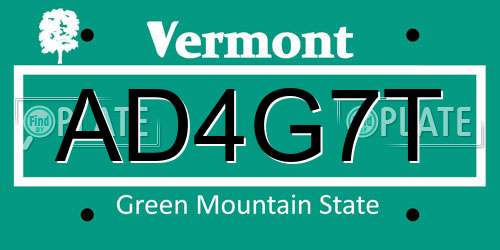 AD4G7T Vermont License Plate