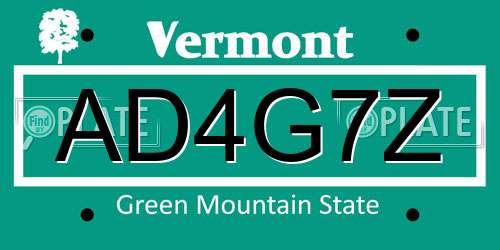AD4G7Z Vermont License Plate
