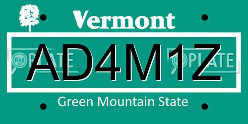 AD4M1Z Vermont License Plate