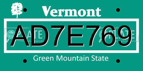 AD7E769 Vermont License Plate