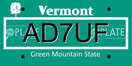 AD7UF Vermont License Plate