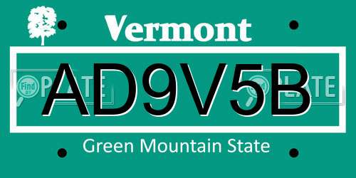 AD9V5B Vermont License Plate
