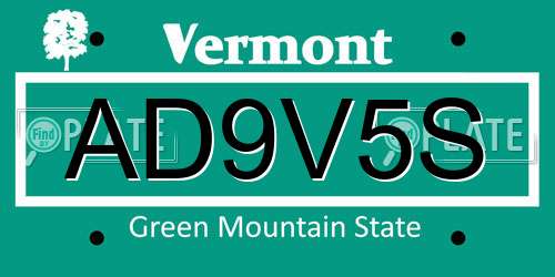 AD9V5S Vermont License Plate