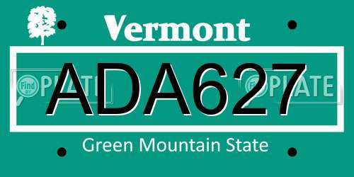 ADA627 Vermont License Plate