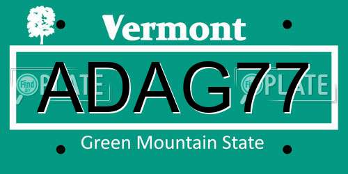 ADAG77 Vermont License Plate