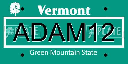 ADAM12 Vermont License Plate