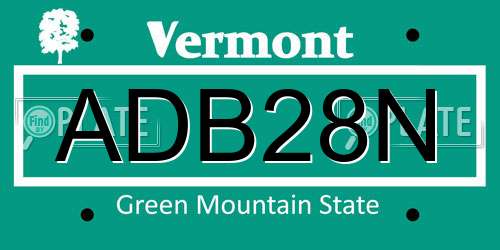 ADB28N Vermont License Plate