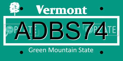 ADBS74 Vermont License Plate