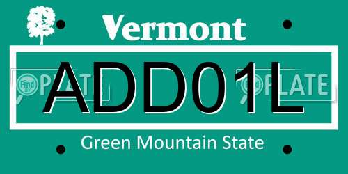 ADD01L Vermont License Plate