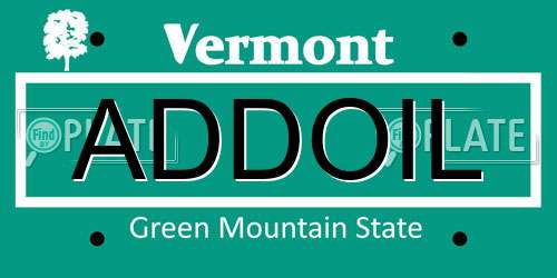 ADDOIL Vermont License Plate