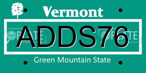ADDS76 Vermont License Plate