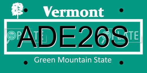 ADE26S Vermont License Plate