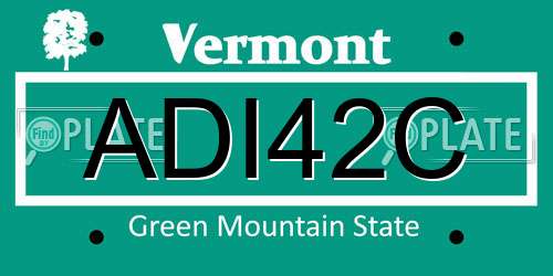 ADI42C Vermont License Plate