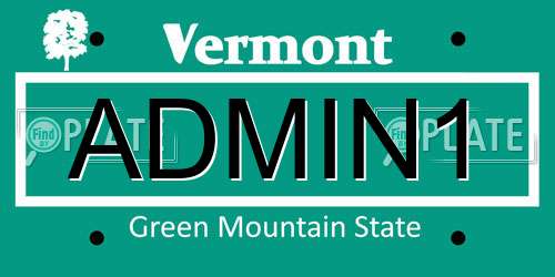 ADMIN1 Vermont License Plate
