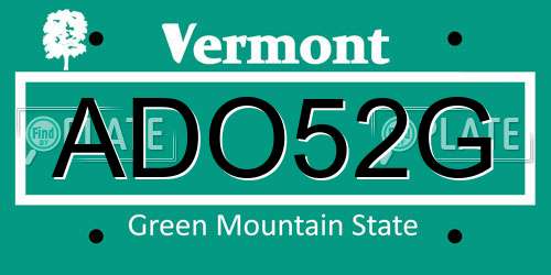ADO52G Vermont License Plate