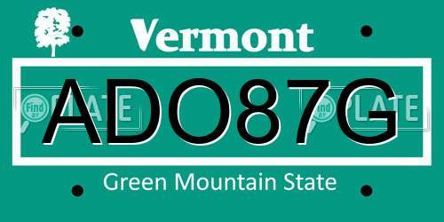 ADO87G Vermont License Plate