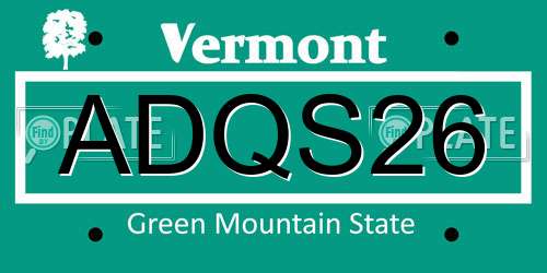 ADQS26 Vermont License Plate