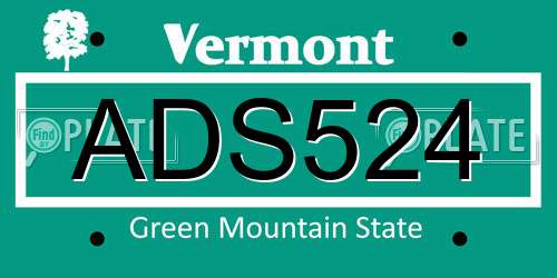 ADS524 Vermont License Plate