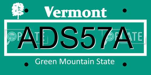 ADS57A Vermont License Plate