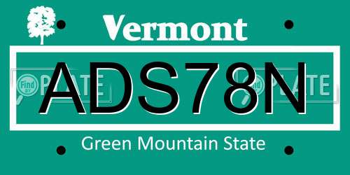 ADS78N Vermont License Plate