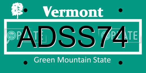 ADSS74 Vermont License Plate