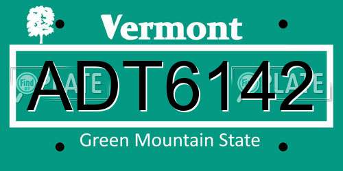 ADT6142 Vermont License Plate